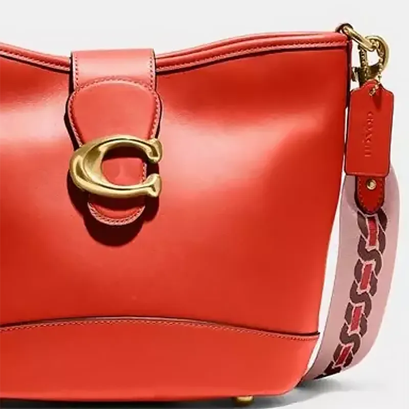 COACH TALI Cow Leather Bucket Bags Shoulder Bag Crossbody Bag Large Size Women's Orange Red-3