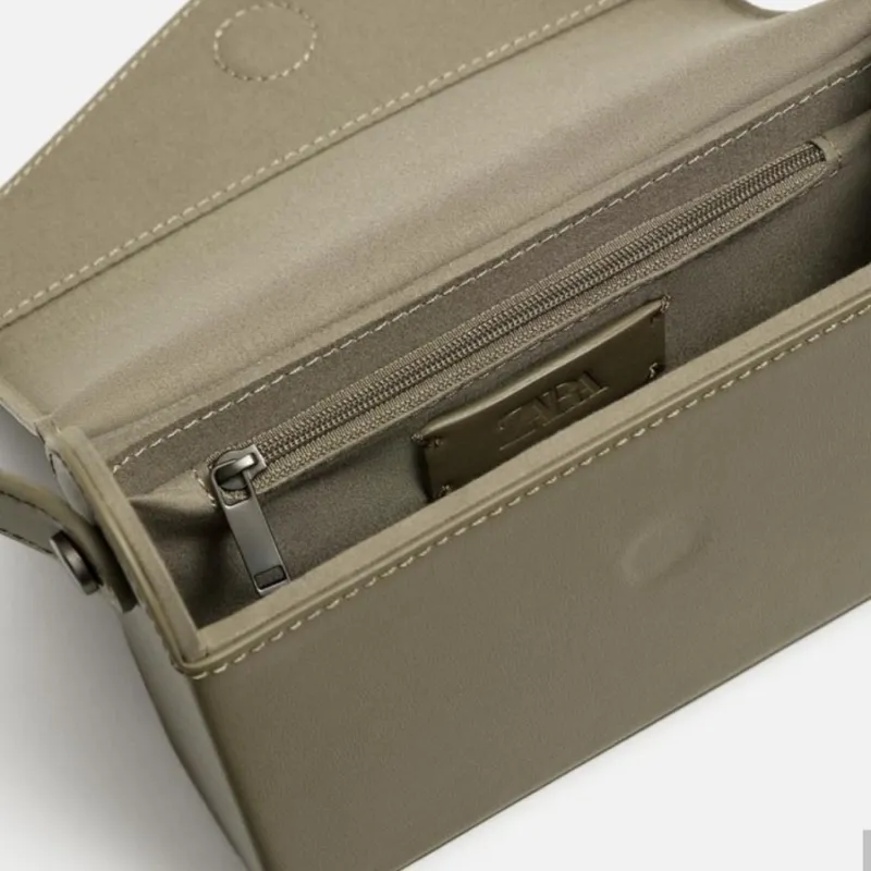 ZARA Polyurethane Shoulder Bag Crossbody Bag Mini Men's Olive Green-3