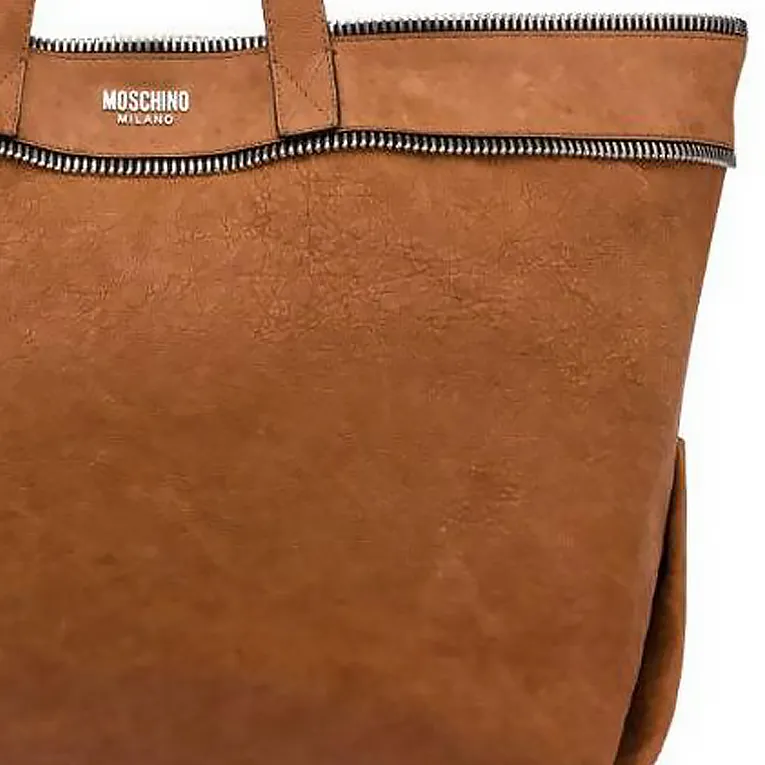 MOSCHINO Decorative zips Leather Tote Bag-4