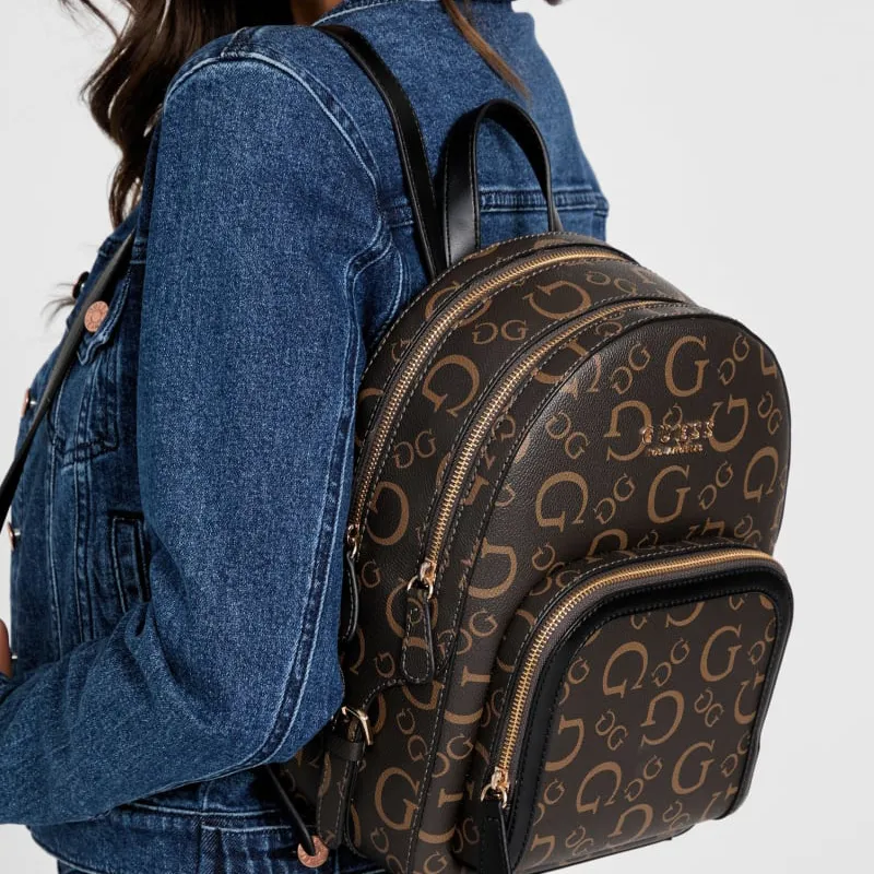 GUESS Coated Canvas Backpack Women's Dark Brown-4