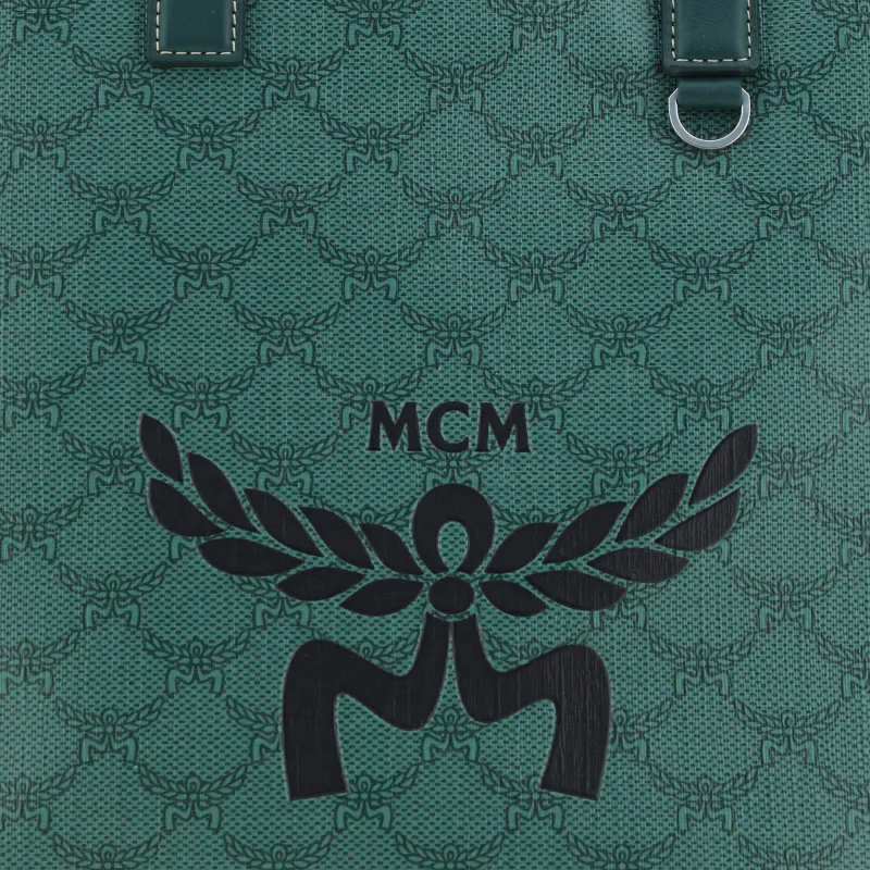 MCM Artificial Leather Laminated Fabric Backpack Portable Medium Size Men's Forest Green-4