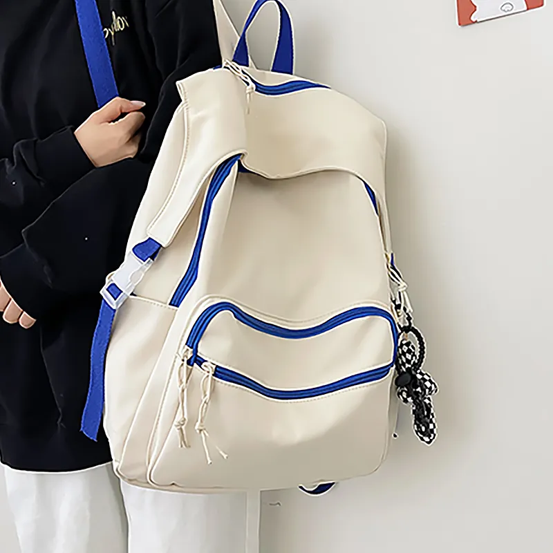 H YXIANG Nylon Backpack Regular Unisex White&Red/Red&Blue/Black-5