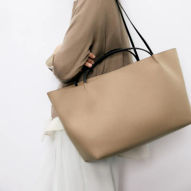 ZARA Cotton Tote Bag, Shopping Bag, Shoulder Bag, Handbag Tubas Women's Sand & Brown-4