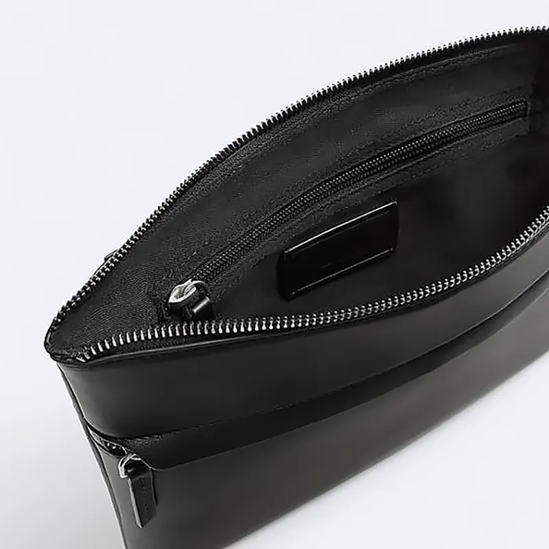 ZARA PU Polyurethane Envelope Bag Clutches Regular Men's Black-2