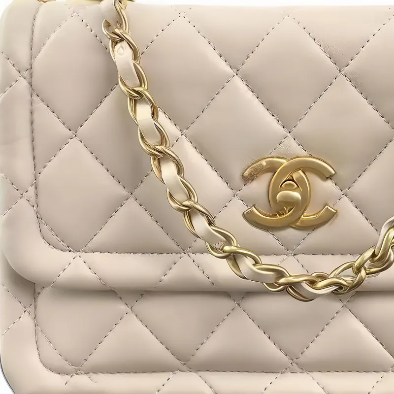CHANEL Sheepskin Handbag, Shoulder Bag, Crossbody Bag Women's White-3