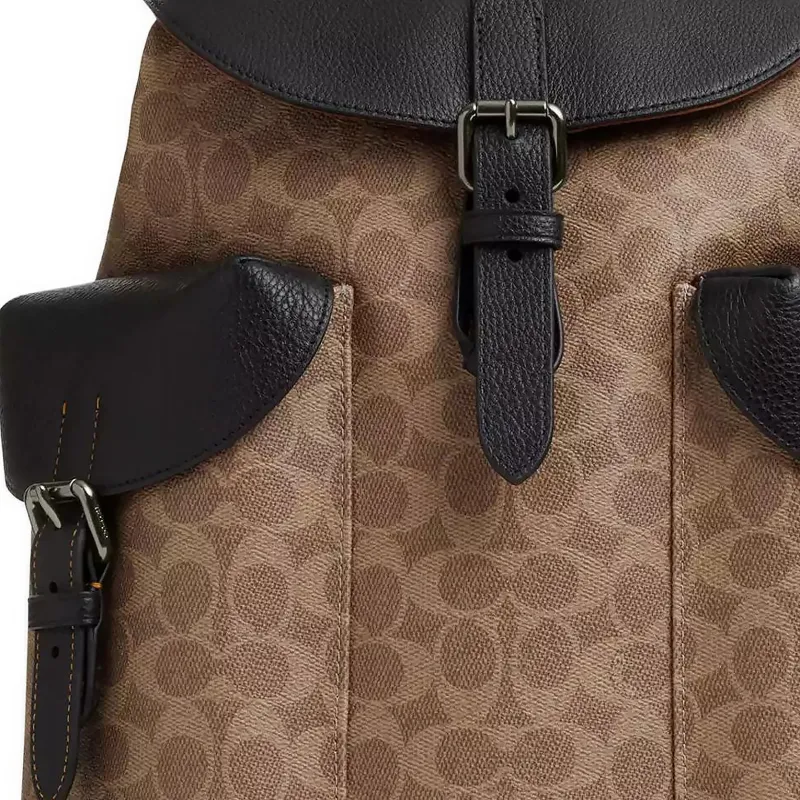 COACH Coated Canvas Backpack Large Size Men's Tan & Black-3