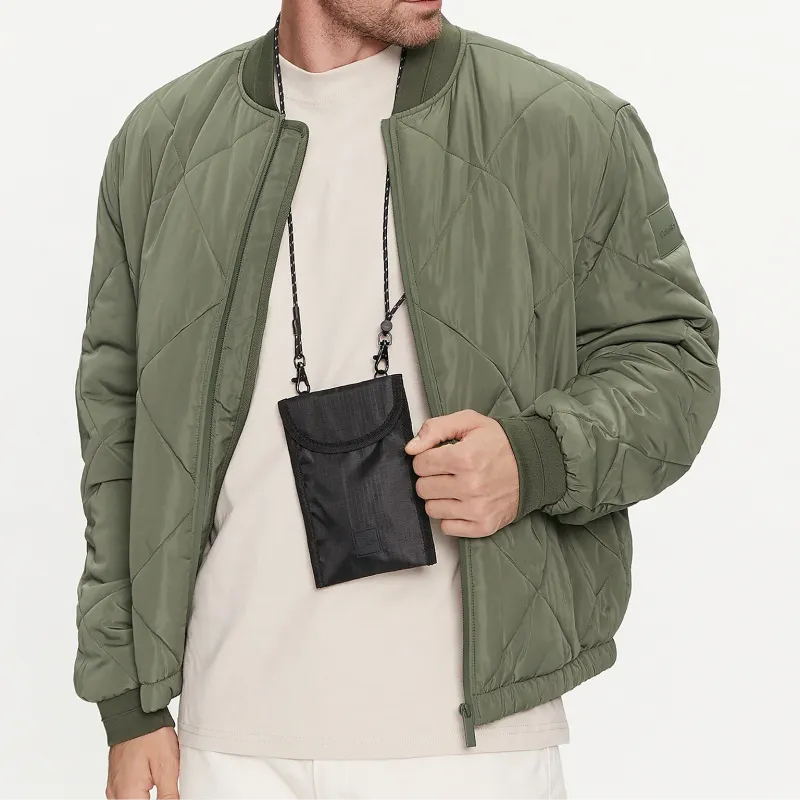 New Era Fabric Crossbody Bag, Shoulder Bag, Cell Phone Pouch Men's Black-4
