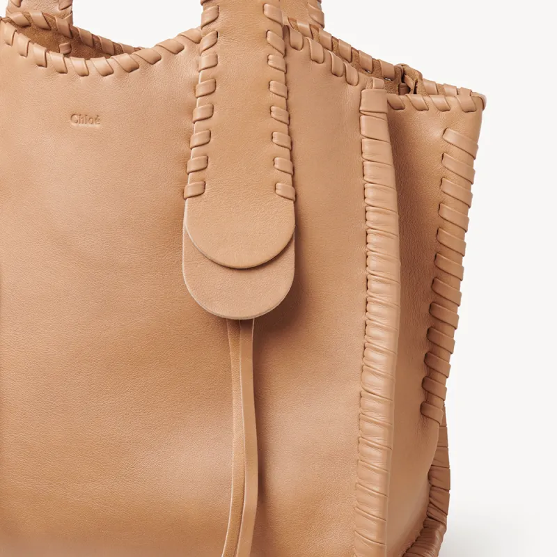 Chloe Mony Calfskin Tote Bag, Shopping Bag, Shoulder Bag, Handbag Tubas Women's Light Brown Umber-3