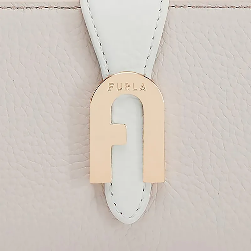 Furla Sofia Collection Grain Texture Leather Wallet Women's Soft White-4