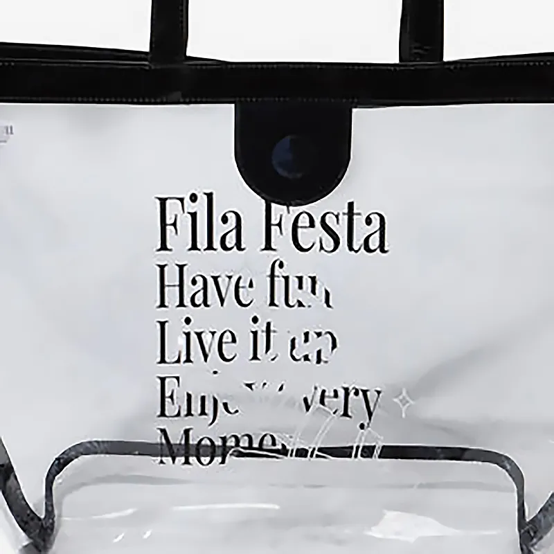 FILA Polyurethane PVC Tote Bag, Shopping Bag, Shoulder Bag, Handbag Women's Black-2