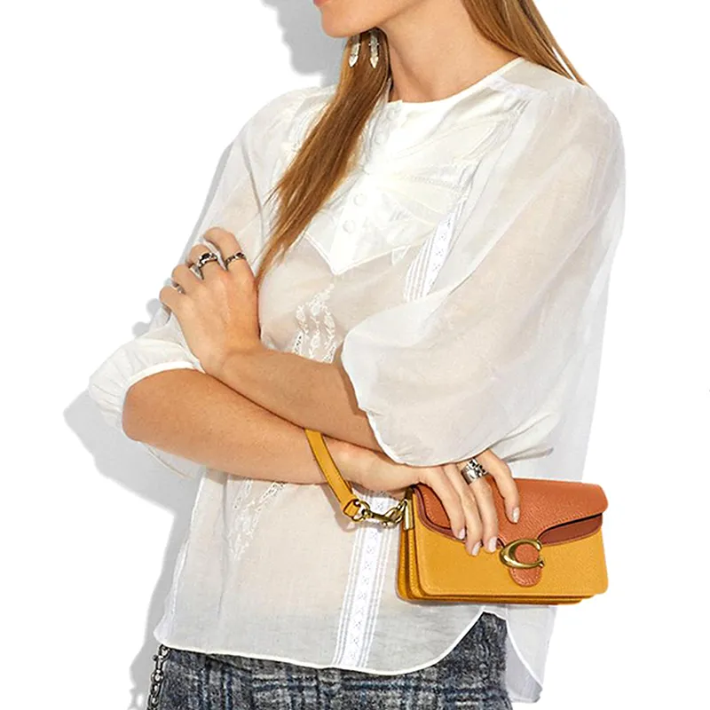 COACH Tabby Cow Leather Shoulder Bag, Crossbody Bag, Handbag Small Size Women's Yellow Orange-2