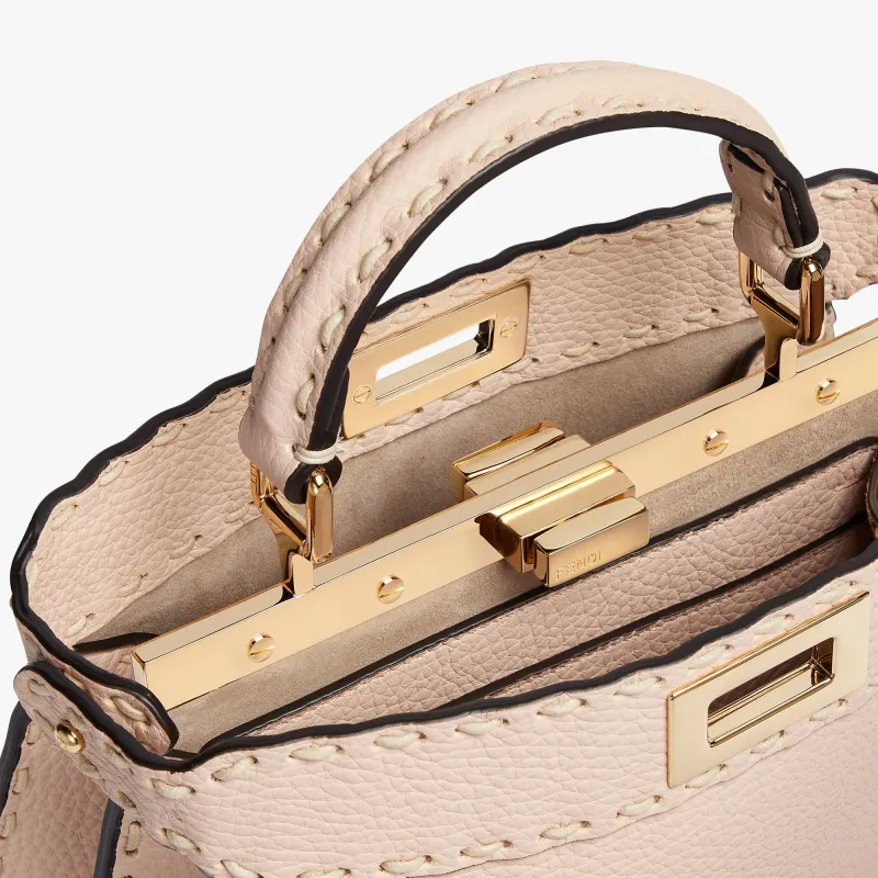 FENDI Peekaboo ISeeU Cow Leather Shoulder Bag, Crossbody Bag, Handbag Small Size Women's Pink-4