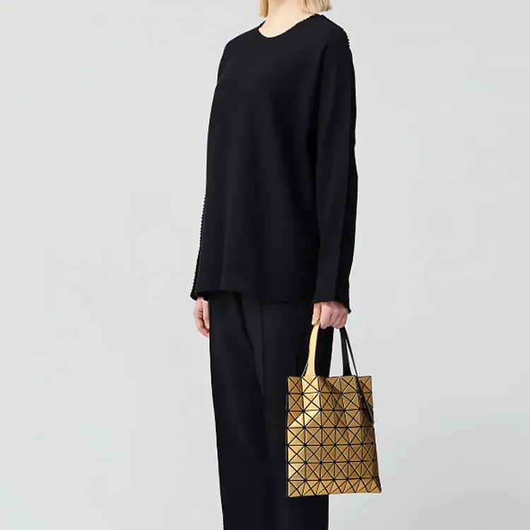 ISSEY MIYAKE PLATINUM COFFRET Polyurethane Handbag Women's Gold-3