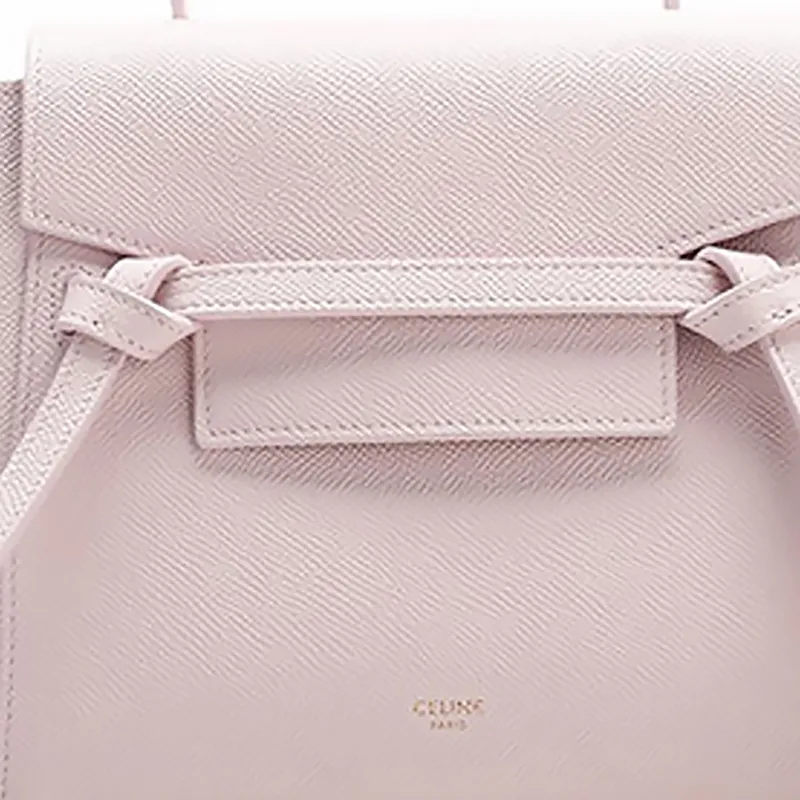 CELINE Belt Cow Leather Handbag, One Shoulder Bag, Crossbody Bag Women's Pink-4