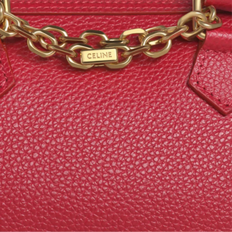 CELINE Cow Leather Shoulder Bag, Crossbody Bag, Handbag Mini Women's Candy Color, Red-3