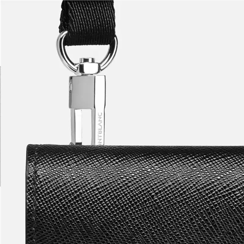 MONTBLANC Calfskin Shoulder Bag Crossbody Bag Cell Phone Pouch Men's Black-2
