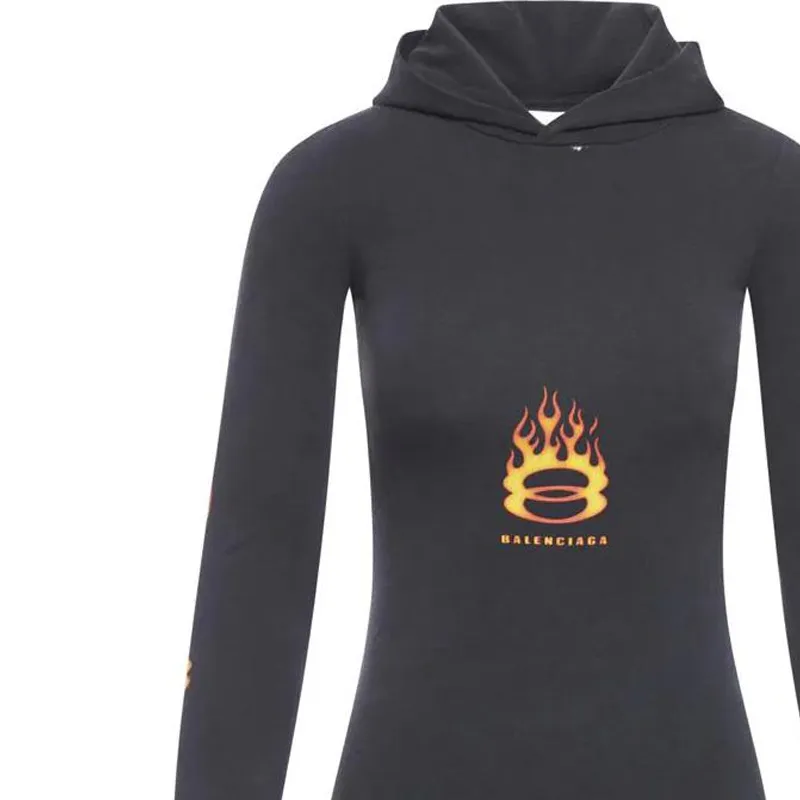 Balenciaga Logo Printed Hoodie Dress-5