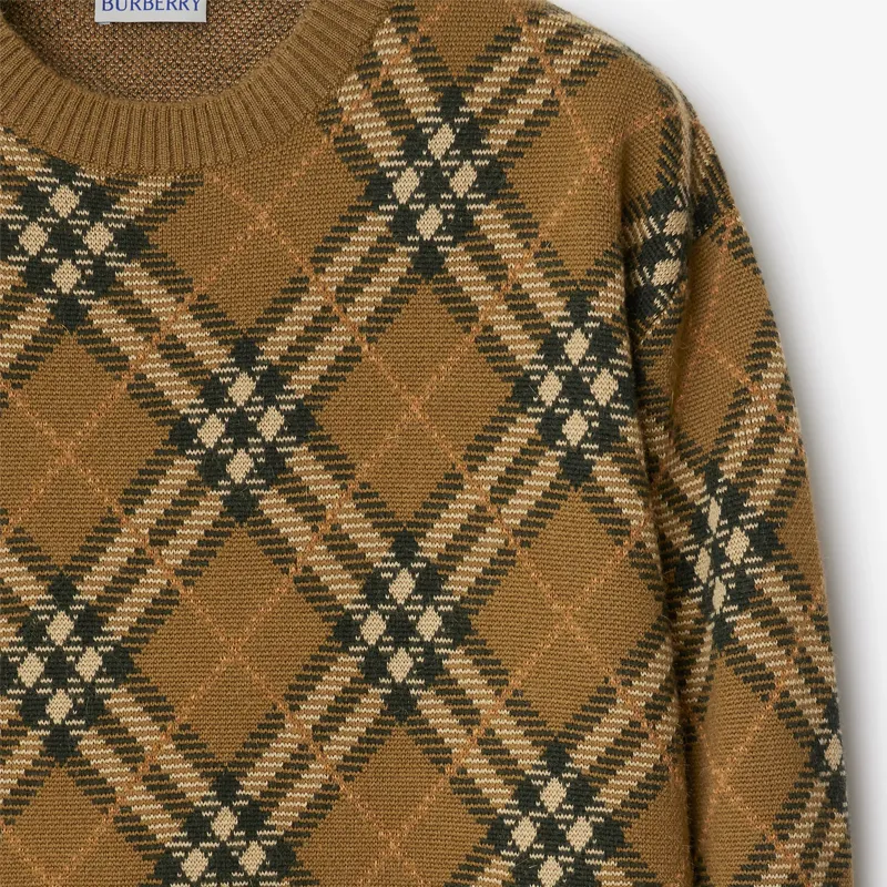 Burberry Checked Knitted Crewneck Jumper-4