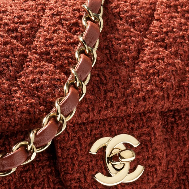 CHANEL Wool Twill Soft Woolen Shoulder Bag, Crossbody Bag Mini Women's Brown-2
