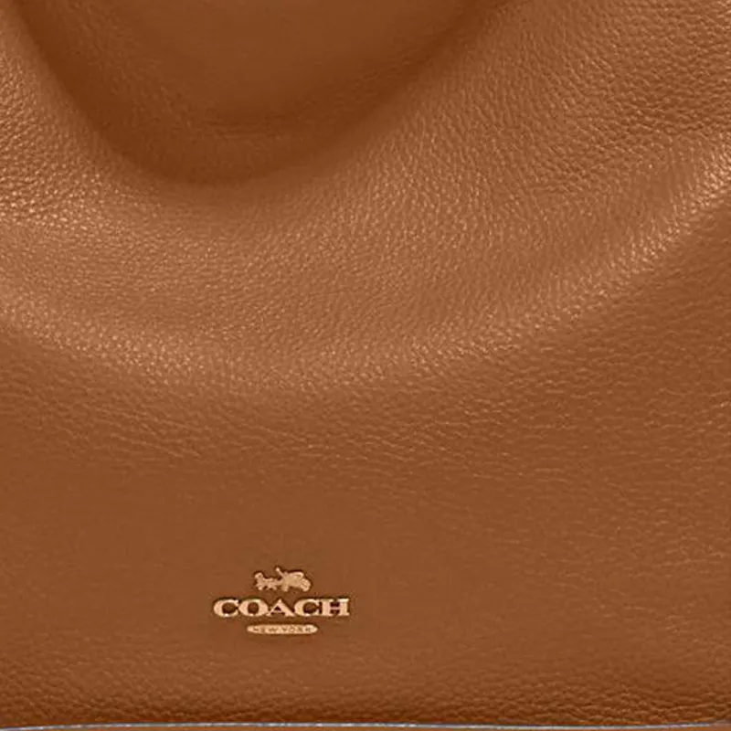 COACH Pennie Pebbled Leather Crossbody Handbag Shoulder Bag Large Size Women's Brown-3