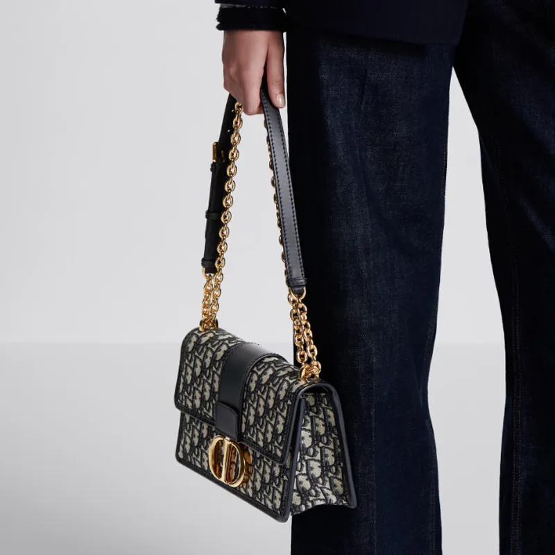 DIOR 30 Montaigne Chain Bag Blue DIOR Oblique Jacquard-9