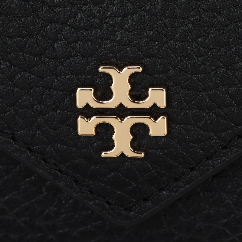 TORY BURCH Litchi Grain Cow Leather Wallet Women's Black-4