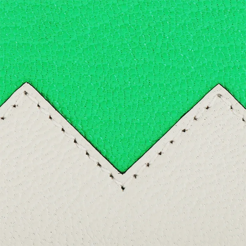 HERMES Crocodile Mysore Goat Skin Card Holder Women's Light Green/Green-4