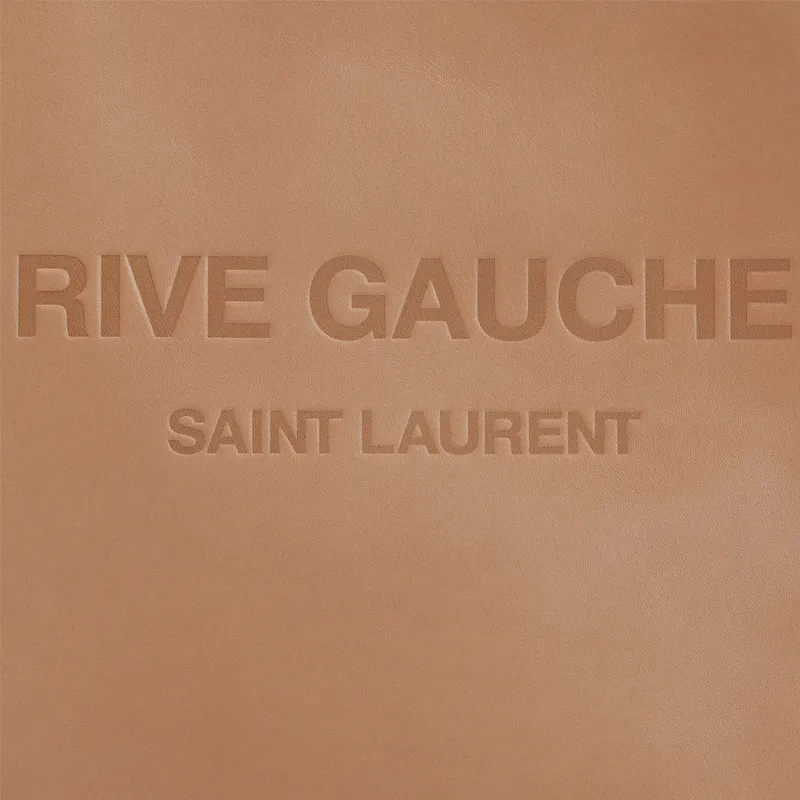 SAINT LAURENT Rive Gauche Calfskin Beach Bag Wrist Bag Clutch Men's Brown-4