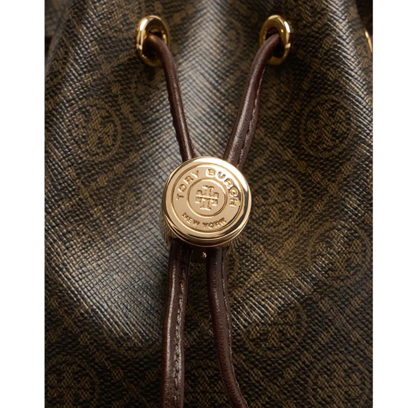 TORY BURCH T Monogram Coated Canvas Mini Bucket Bag French Press-2