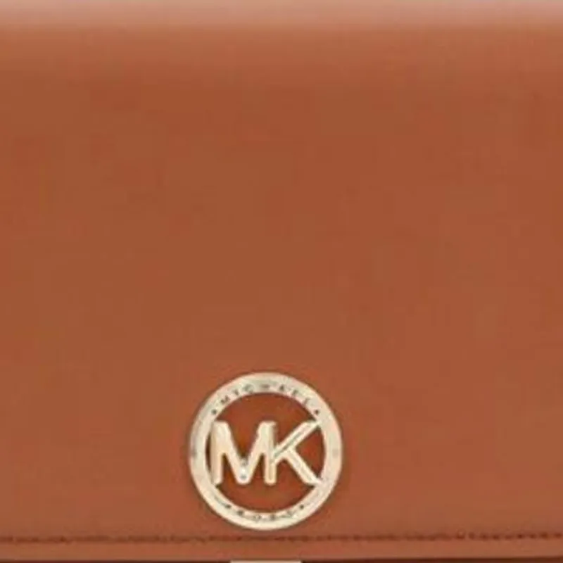 MICHAEL KORS Delancey Leather Crossbody Bag, Shoulder Bag Medium Size Women's Brown-3