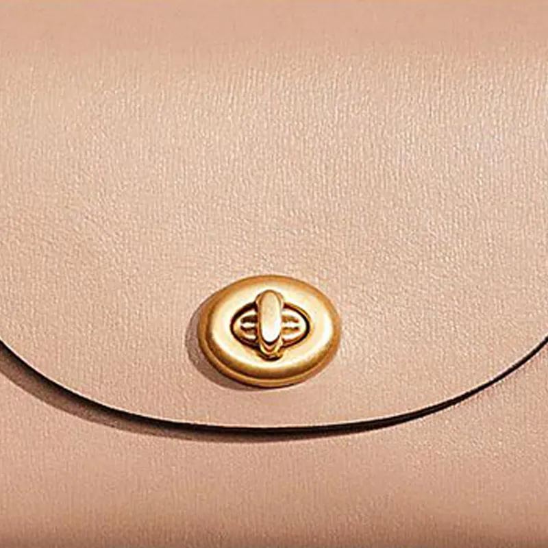 COACH Pouch Pebbled Leather Storage Bag Clutch Coin Purse Medium Size Women's Nude-2