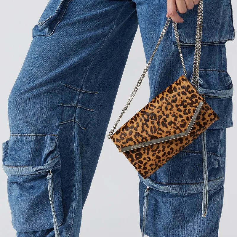 STEVE MADDEN Leather Clutch Regular Women's Leopard Print-5
