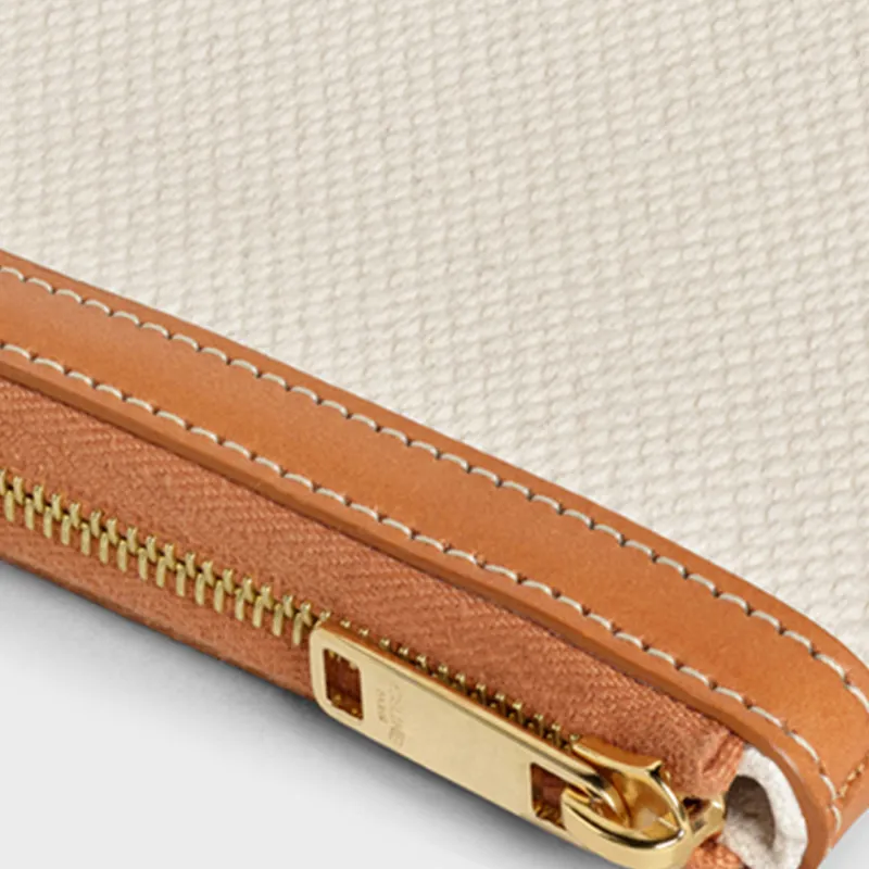 CELINE Calfskin With Cotton Clutch Small Size Women's White-4