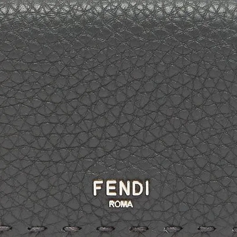 FENDI Leather Wallet Men's Gray-4