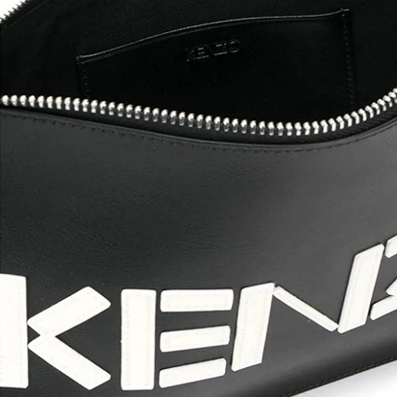 KENZO Cow Leather Handbag Clutch Men's Black-6