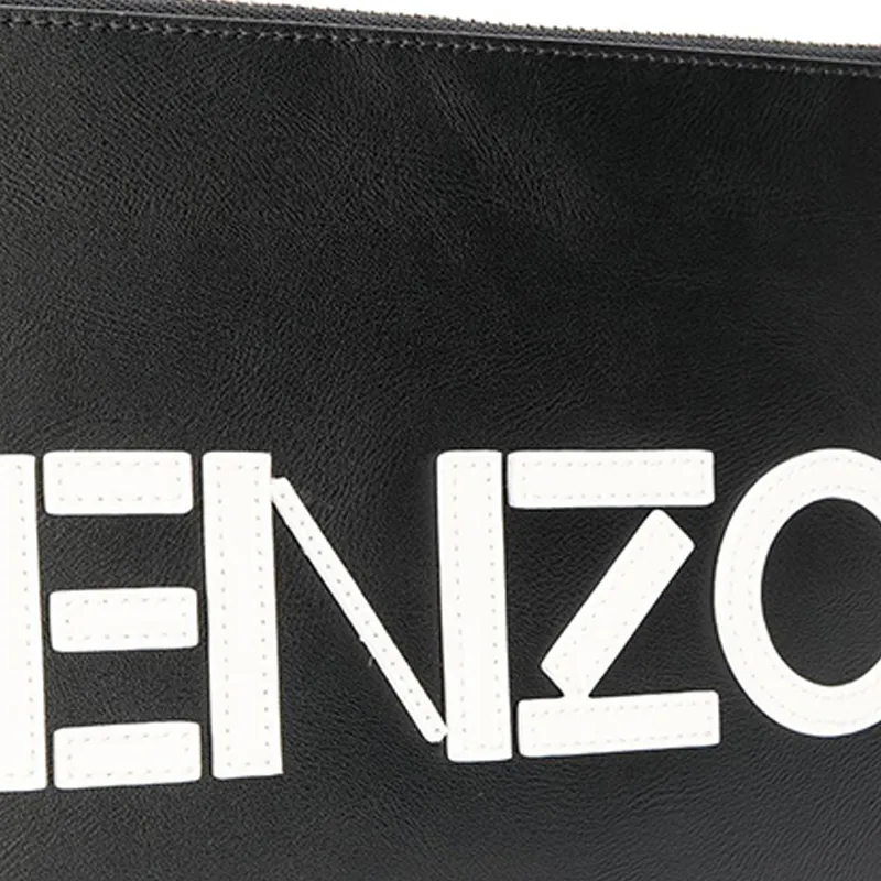 KENZO Cow Leather Handbag Clutch Men's Black-5