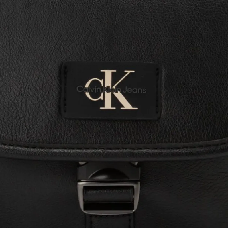 CALVIN KLEIN Recycled Polyester Saddle Bag, Shoulder Bag, Crossbody Bag Men's Black-0
