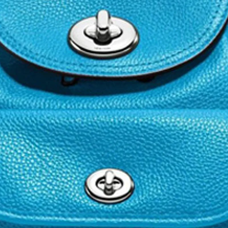 COACH Turnlock Leather Backpack Trumpets Women's Blue-2
