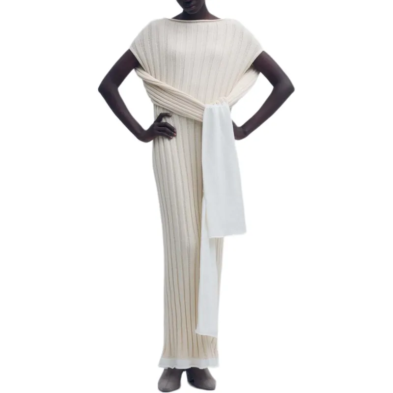 ISSEY MIYAKE FW24 Short Sleeved Dress Women's Moon White-1
