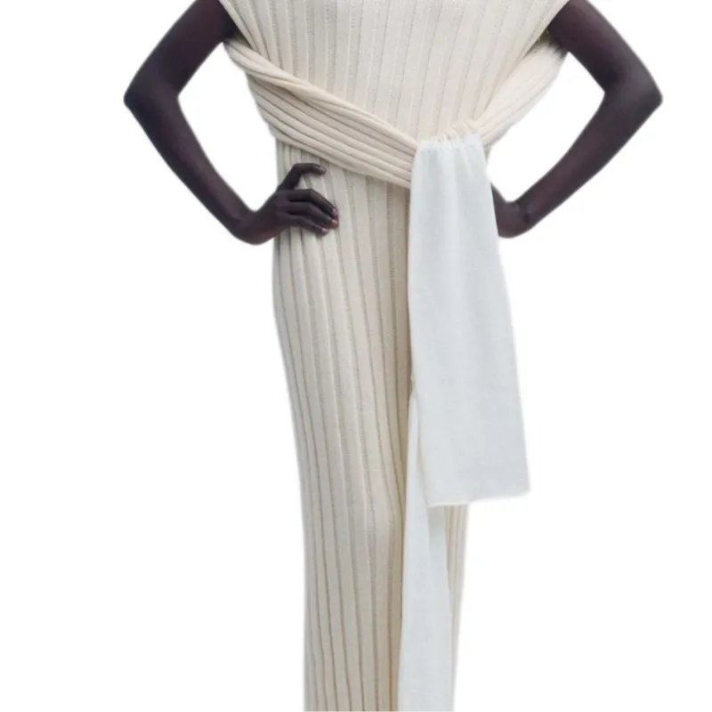 ISSEY MIYAKE FW24 Short Sleeved Dress Women's Moon White-5