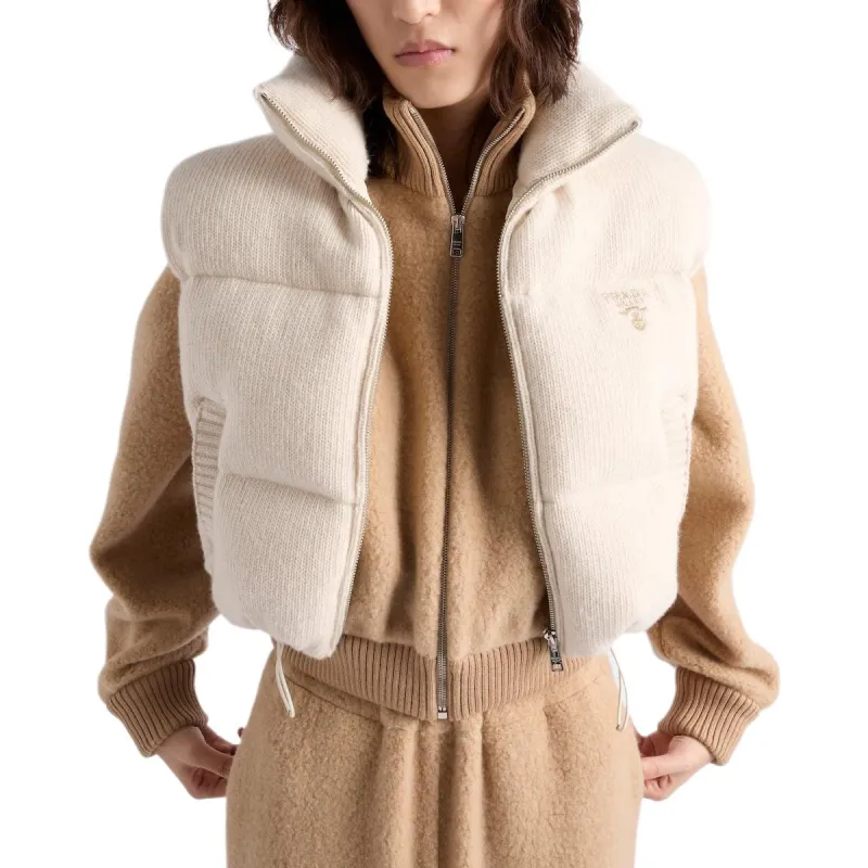 PRADA Logo embroidered Down Vest-3