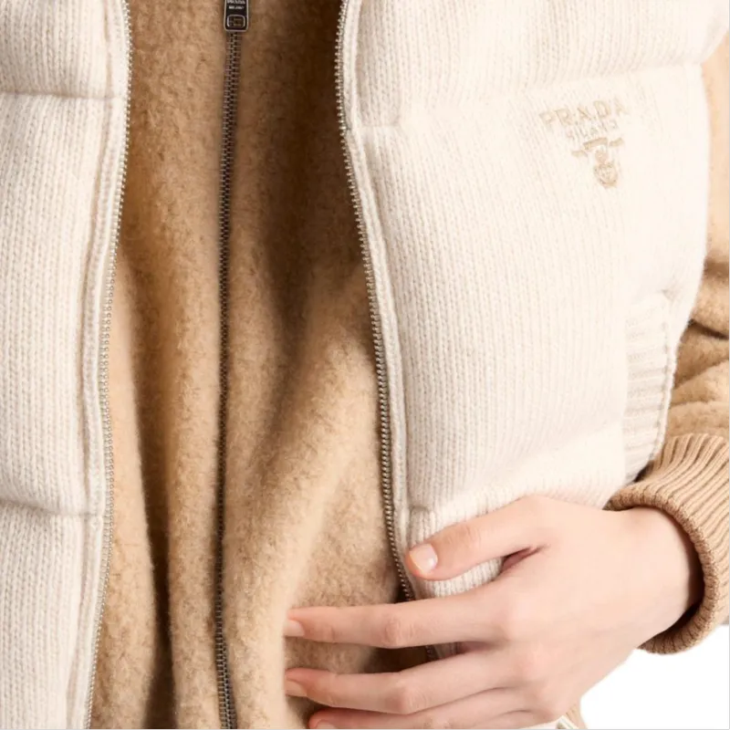 PRADA Logo embroidered Down Vest-4