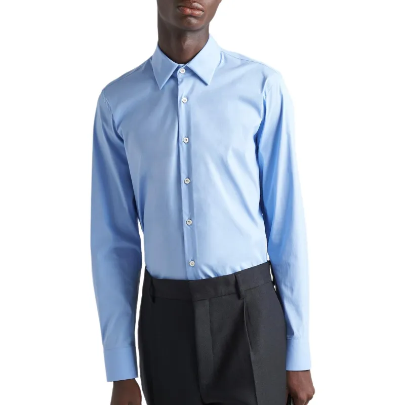PRADA Long Sleeved Buttoned Poplin Shirt-1