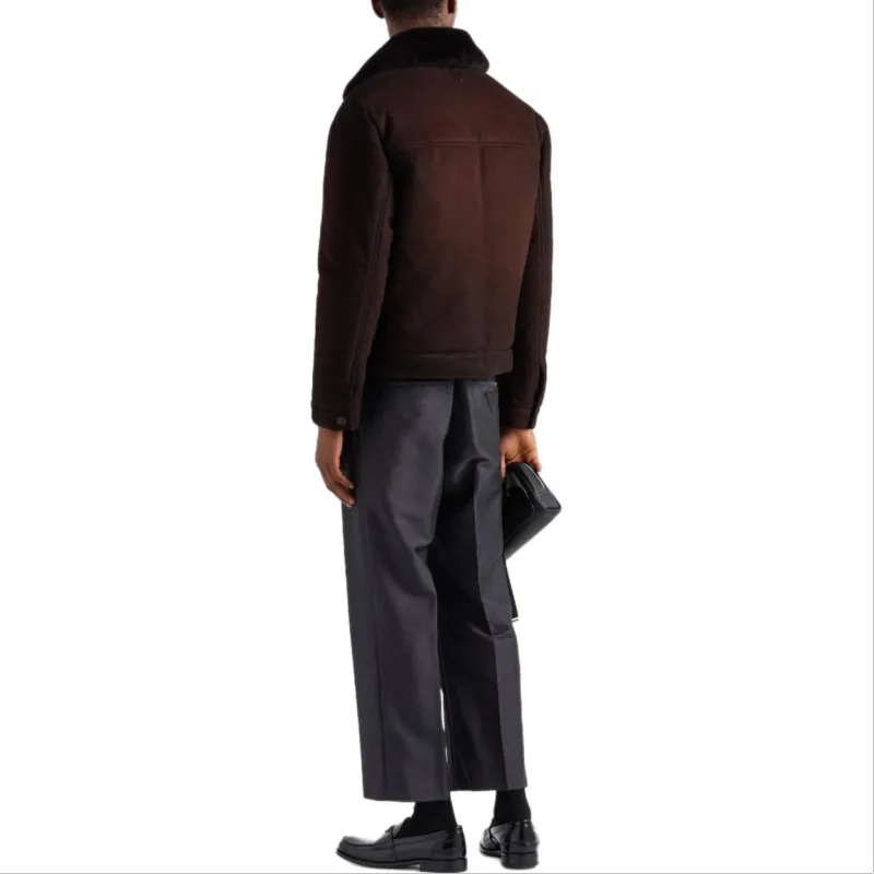 PRADA Triangle logo Leather Bomber Jacket-2