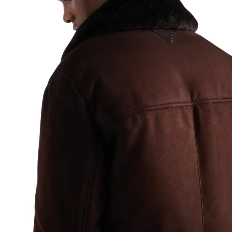 PRADA Triangle logo Leather Bomber Jacket-4
