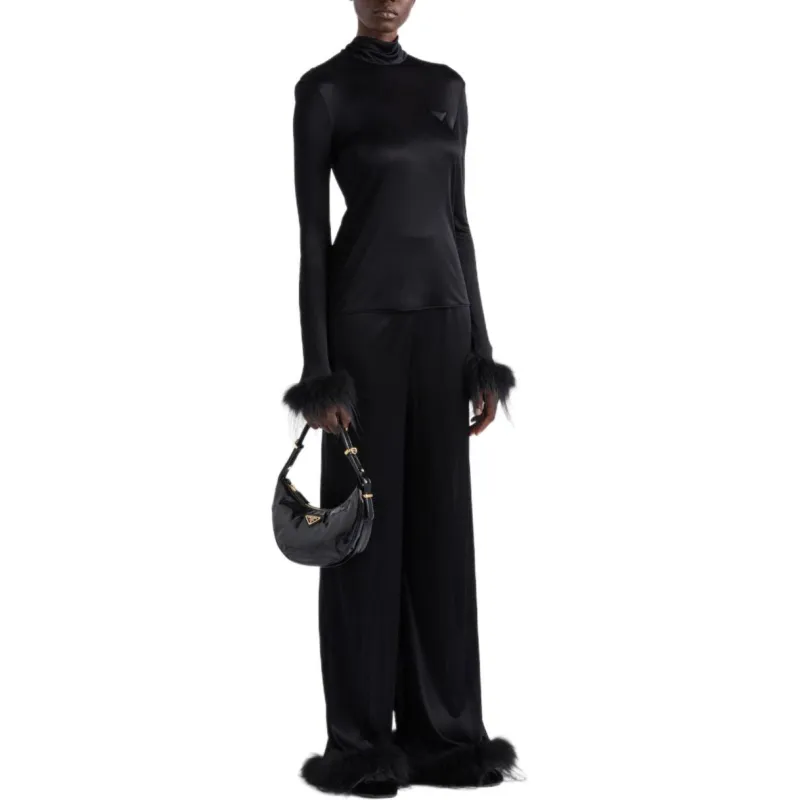 PRADA Long Sleeved Feather Detailed Top-2