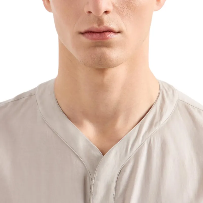 GIORGIO ARMANI Asv V neck Shirt In Cotton And Silk-4