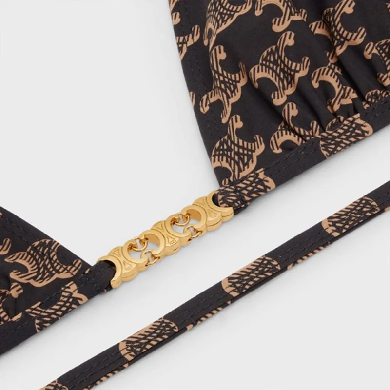 CELINE Monogram Triangle Bikini Top-2