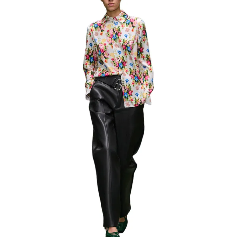 LOEWE FW24 Leather Pants Women's Black-4