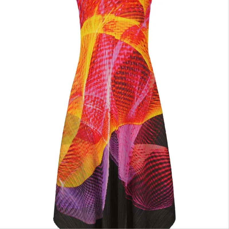 PLEATS PLEASE ISSEY MIYAKE Abstract print Midi Dress-1
